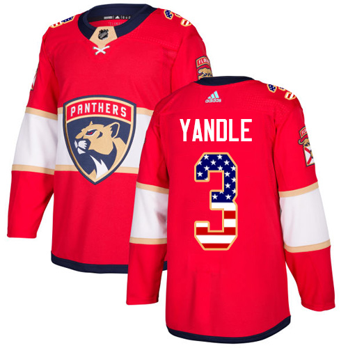 Adidas Panthers #3 Keith Yandle Red Home Authentic USA Flag Stitched NHL Jersey - Click Image to Close